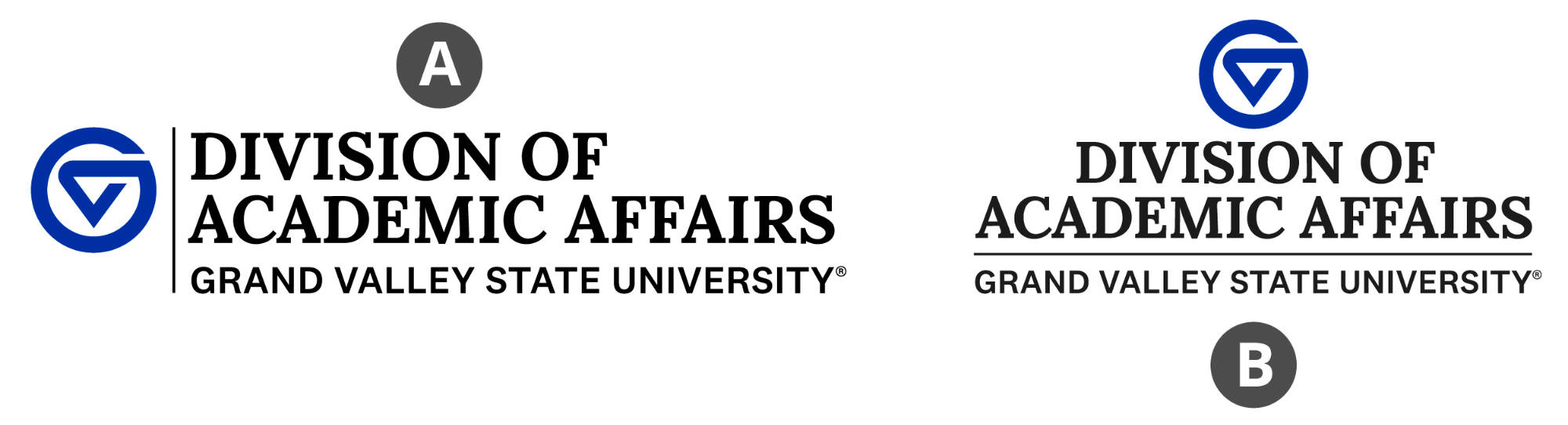 Markleft and marktop secondary logos for the Division of Academic Affairs